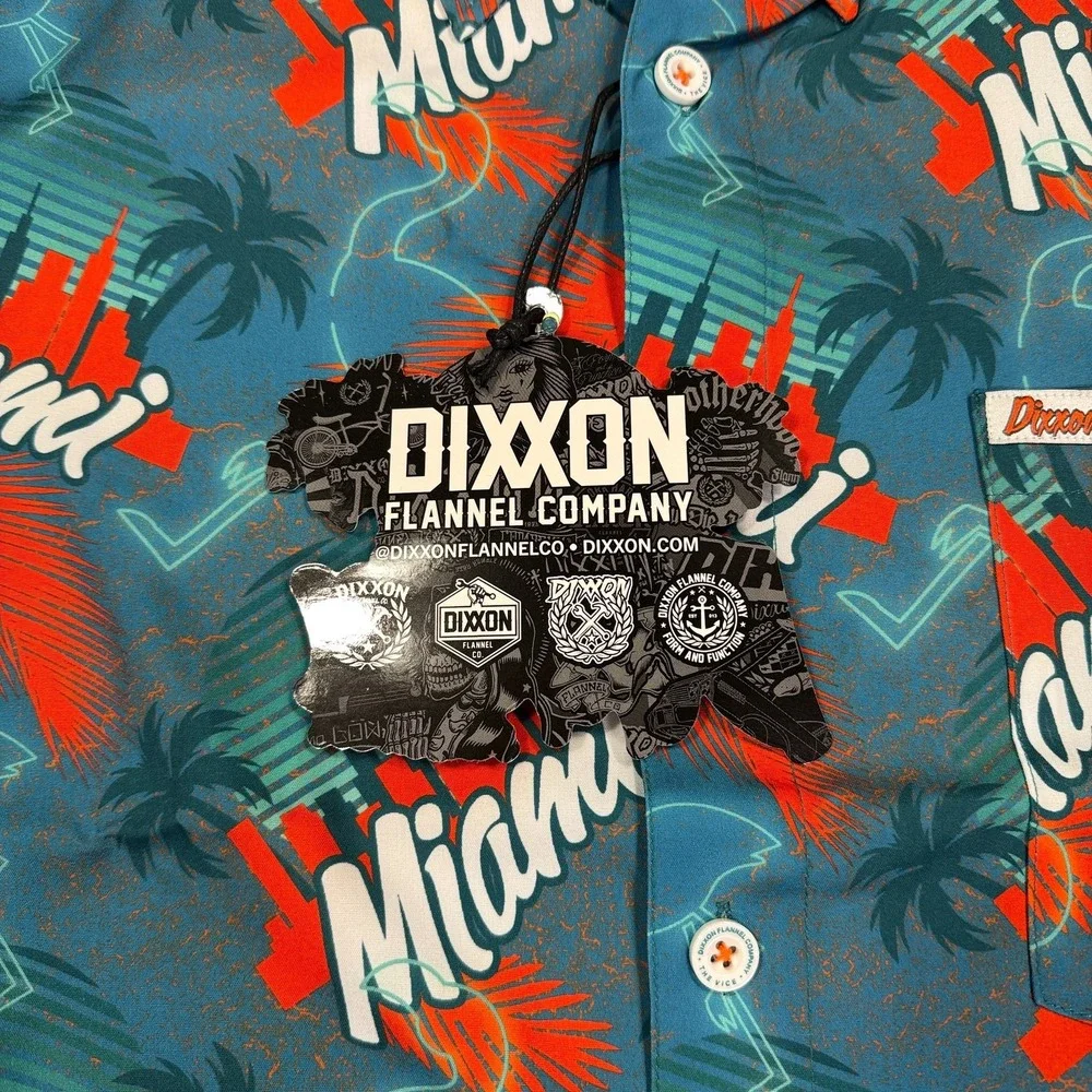 Dixxon The‎ Vice Miami Shirt Mens 3XL Blue Red Palm Tree Party Wear Button Up - Picture 4 of 11